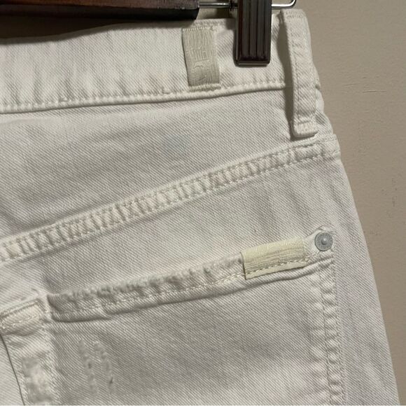 7 For All Mankind High Waist Cropped White Straight Button Fly Jean Size 28 - Picture 7 of 13